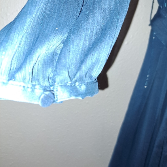 NWT Point Sur Faux-wrap Dress In Lurex Crinkle Chiffon - Picture 5 of 9